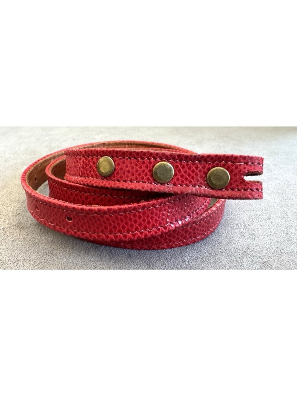 Vtg Signed JOHN EGENES Maker Red REPTILE LEATHER BELT Cerrillos Saddlery SantaFe